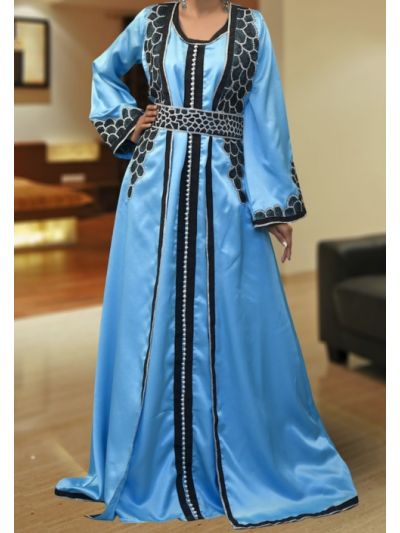 Modest Blue Moroccan Arabic Style Abaya