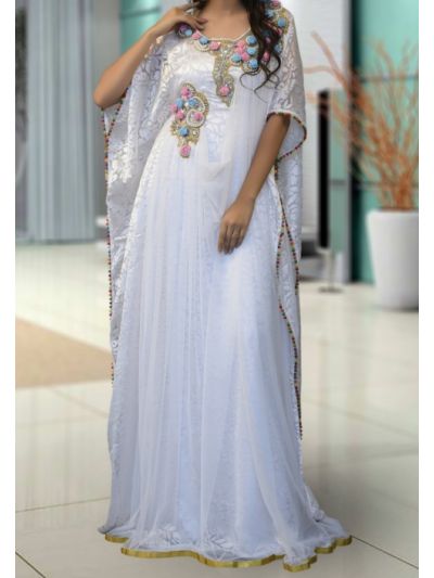 White Islamic Maxi Style Party Wear Kaftan