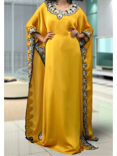 Golden Yellow Evening Islamic Maxi Style Kaftan