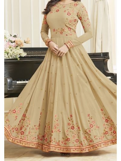 Beige Embroidered Anarkali Salwar Kameez