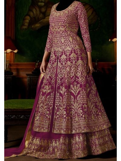 Magenta Designer Embroidered Anarkali Salwar Kameez