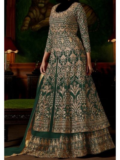 Green Designer Embroidered Anarkali Salwar Kameez
