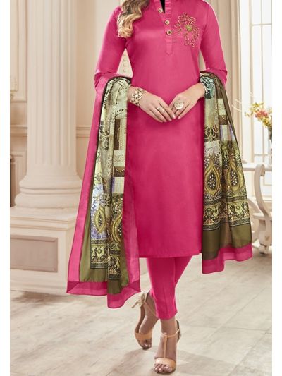 Desirable Pink Cotton Embroidered Salwar Kameez