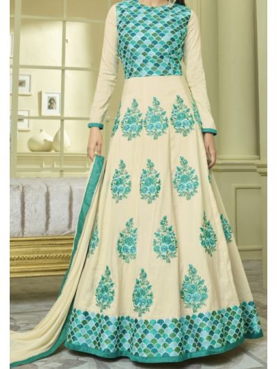 Cream Embroidered Anarkali Salwar Kameez
