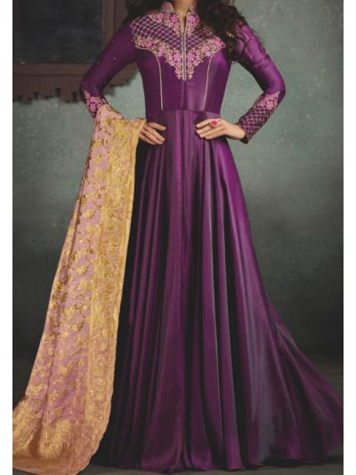 Purple Designer Embroidered Anarkali Salwar Kameez