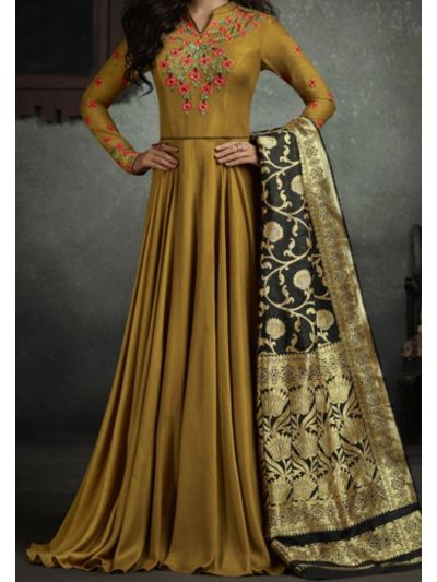 Beige Designer Embroidered Anarkali Salwar Kameez
