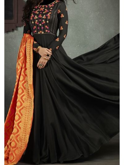 Black Designer Embroidered Anarkali Salwar Kameez