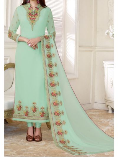 Sky Blue Art Designer Embroidered Anarkali Salwar Kameez