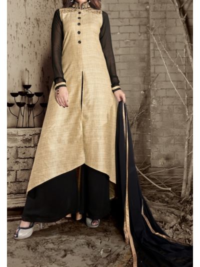 Black & Gold Embroidered Anarkali Salwar Kameez