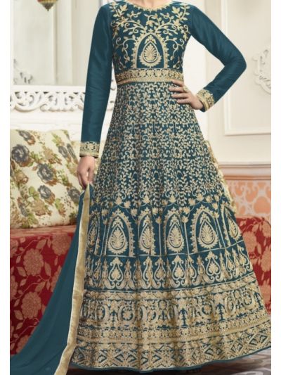 Multi Color Art Silk Embroidered Anarkali Salwar Kameez