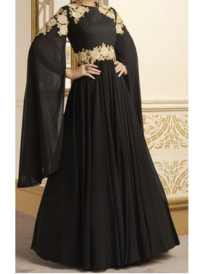 Black Floor Length Embroidered Anarkali Salwar Kameez