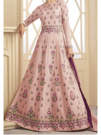 Pink Floor Length Embroidered Anarkali Salwar Kameez