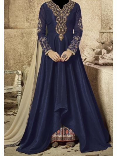 Navy Blue Embroidered Anarkali Salwar Kameez