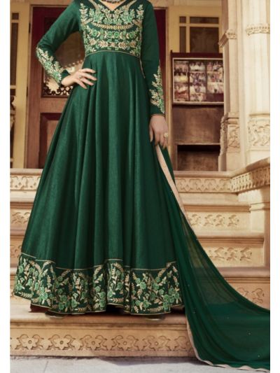 Green Designer Embroidered Anarkali Salwar Kameez