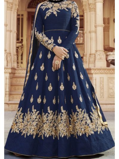 Navy Blue Designer Embroidered Anarkali Salwar Kameez