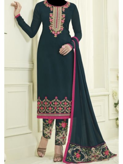 Teal Heavy Embroidered Salwar Kameez