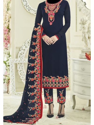 Navy Blue Heavy Embroidered Salwar Kameez