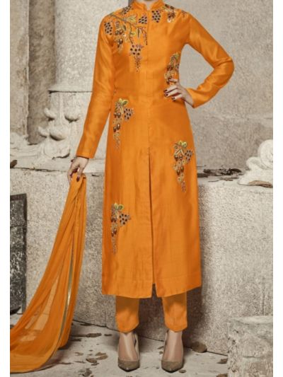 Orange Heavy Embroidered Salwar Kameez