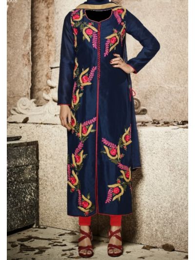 Navy Blue Embroidered Salwar Kameez
