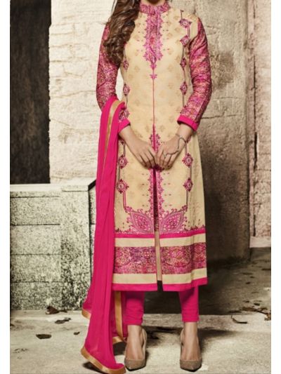 Pink & Cream Embroidered Salwar Kameez