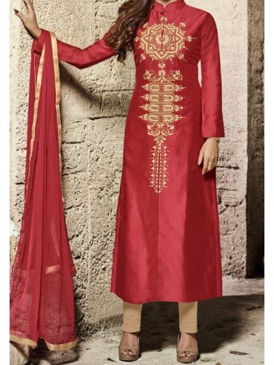 Red Embroidered Salwar Kameez