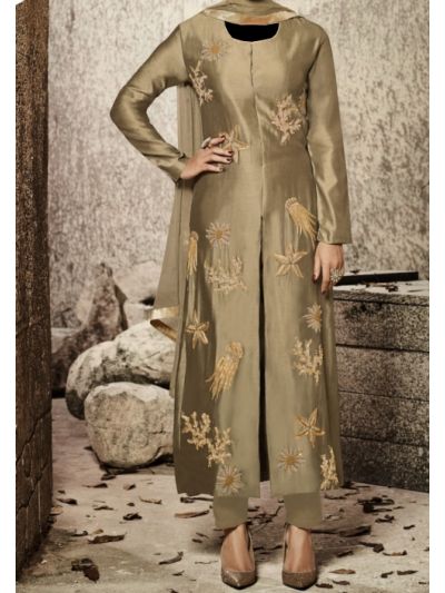 Antique Gold Embroidered Salwar Kameez