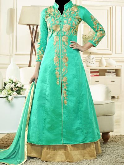 Light Green Embroidered Classic Salwar Kameez