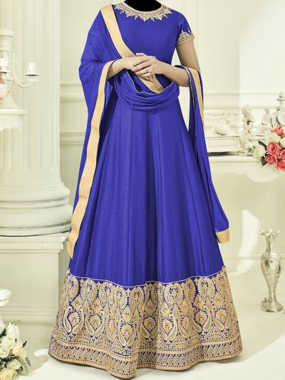 Graceful Royal Blue Embroidered Salwar Kameez