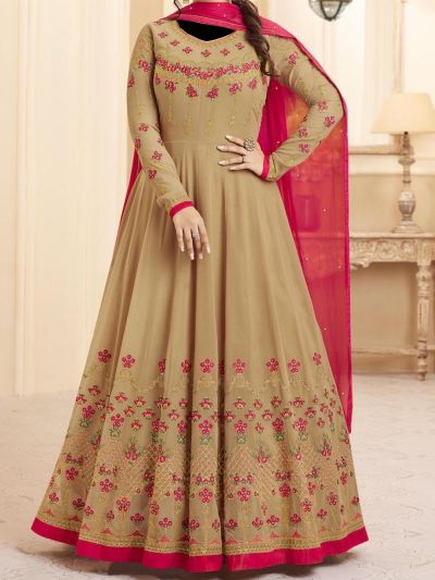 Beige Georgette Designer Salwar Kameez