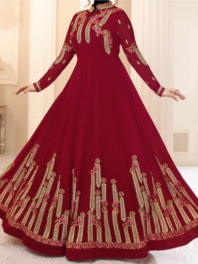 Maroon Georgette Designer Salwar Kameez