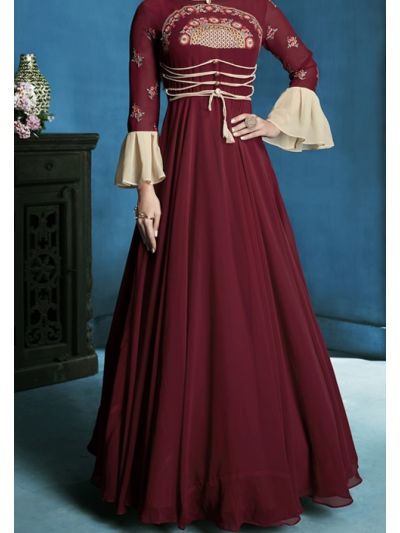 Maroon Love Contrast Embroidered Salwar Kameez