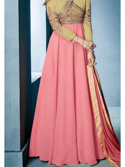 Pink & Beige Designer Traditional Embroidered Salwar Kameez 