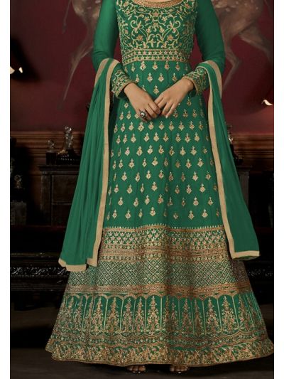 Graceful Green Georgette with Embroidered Salwar Kameez 