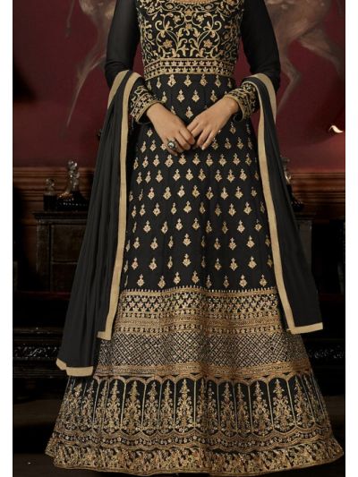 Graceful Black Georgette with Embroidered Salwar Kameez 