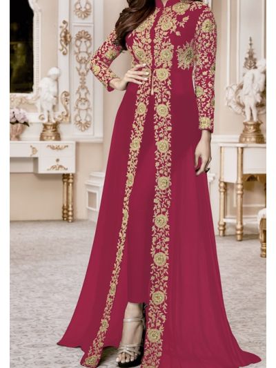Delightful Pink Georgette with Embroidered Salwar Kameez 