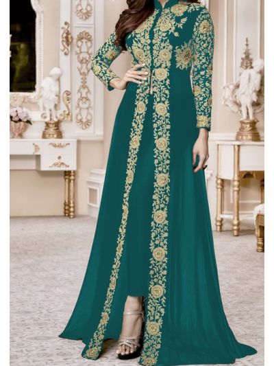 Impressive Pine Green with Embroidered Salwar Kameez 