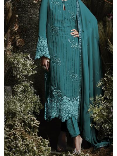 Fancy Turquoise Embroidered Salwar Kameez