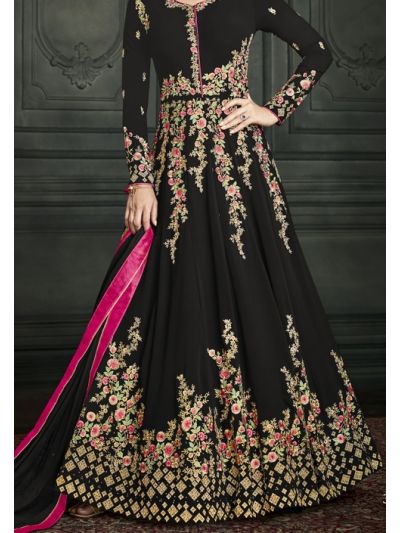 Black Georgette Embroidered Wedding Wear Salwar Kameez