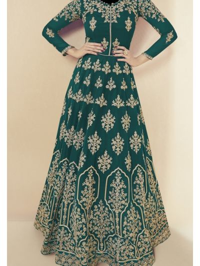 Pine Green Traditional Embroidered Wedding Wear Salwar Kameez 