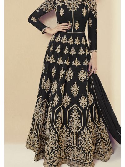 Black Traditional Embroidered Wedding Wear Salwar Kameez