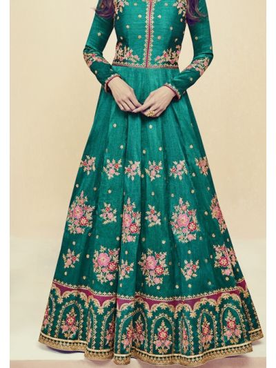 Green Embroidered Floor Length Salwar Kameez