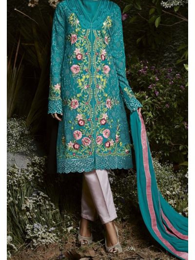 Fantastic Turquoise Georgette Party Wear Salwar Kameez