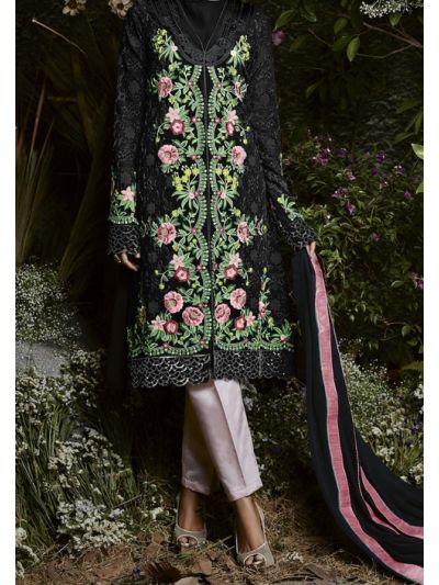 Glamorous Black Georgette with Embroidery Work Salwar Kameez