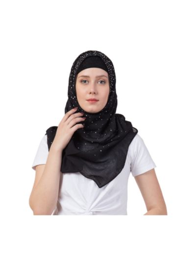 Designer Due Drop Diamond Studed Cotton Hijab 