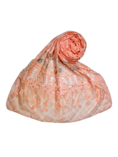Diamond Work Heavy Lace Hijab With Fringe's All Over The Stole