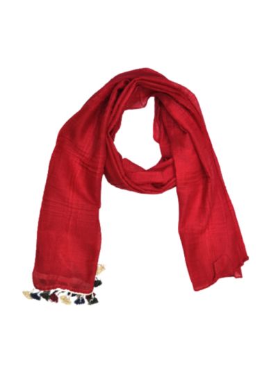 Designer Party Wear Striped Liner Stole With Colourful Fringe's