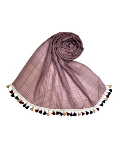 Designer Party Wear Striped Liner Stole With Colourful Fringe's