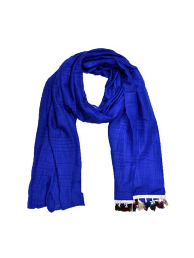 Designer Party Wear Striped Liner Stole With Colourful Fringe's