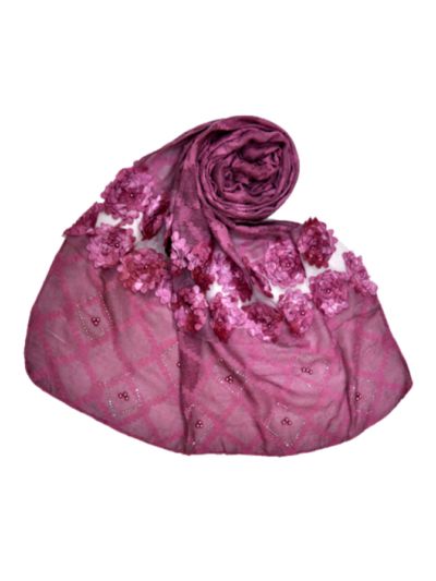 Heavy Lace On The Hijab With Kite Shaped Diamond Work