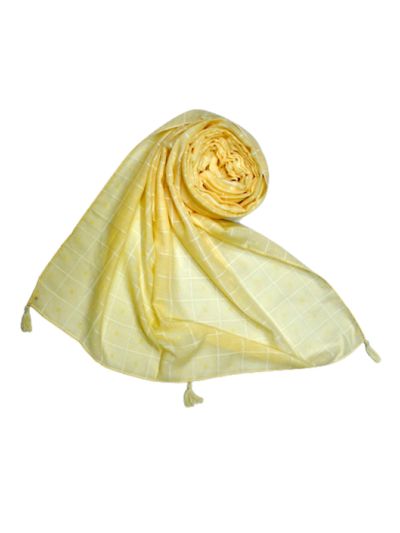 Box Checkered Designer Work Hijab - With 4 Sided Fringe's On The Border